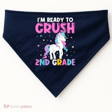 Im Ready To Crush Second Grade Cute Unicorn Back To School USA-Made Doggie Bandana