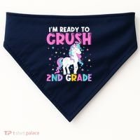 Im Ready To Crush Second Grade Cute Unicorn Back To School USA-Made Doggie Bandana thumb 0