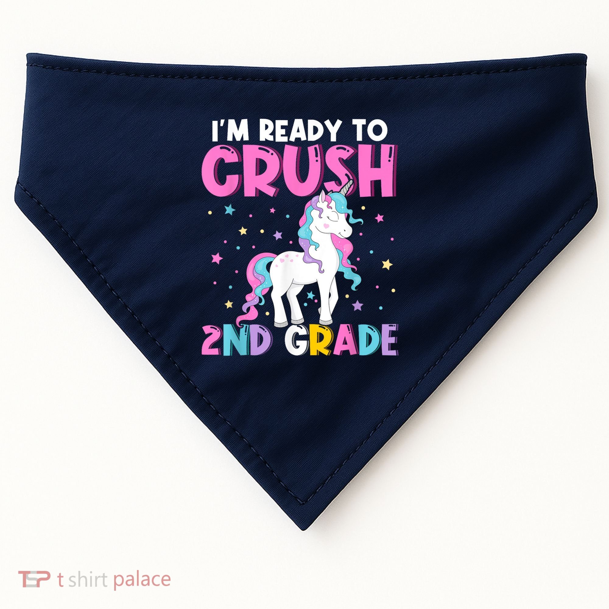 Im Ready To Crush Second Grade Cute Unicorn Back To School USA-Made Doggie Bandana