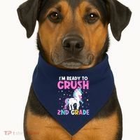 Im Ready To Crush Second Grade Cute Unicorn Back To School USA-Made Doggie Bandana thumb 1