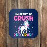 Im Ready To Crush Second Grade Cute Unicorn Back To School Coaster thumb 0