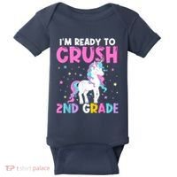 Im Ready To Crush Second Grade Cute Unicorn Back To School Baby Bodysuit thumb 0