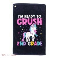Im Ready To Crush Second Grade Cute Unicorn Back To School Golf Towel thumb 0