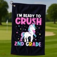Im Ready To Crush Second Grade Cute Unicorn Back To School Golf Towel thumb 1