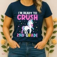 Im Ready To Crush Second Grade Cute Unicorn Back To School Women's T-Shirt thumb 2