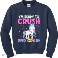 Im Ready To Crush Second Grade Cute Unicorn Back To School Kids Sweatshirt thumb 0