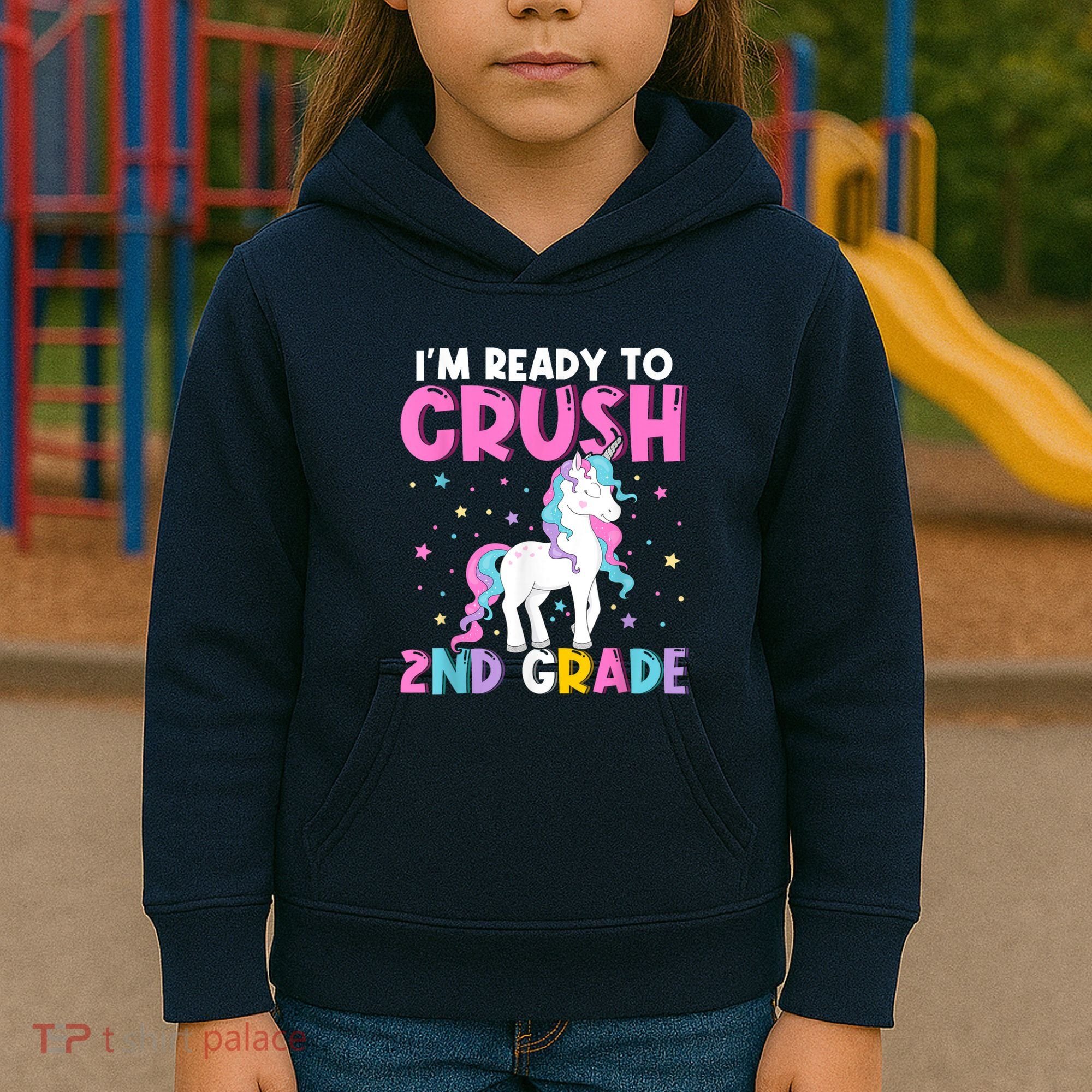 Im Ready To Crush Second Grade Cute Unicorn Back To School Kids Hoodie