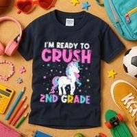 Im Ready To Crush Second Grade Cute Unicorn Back To School Kids T-Shirt thumb 3