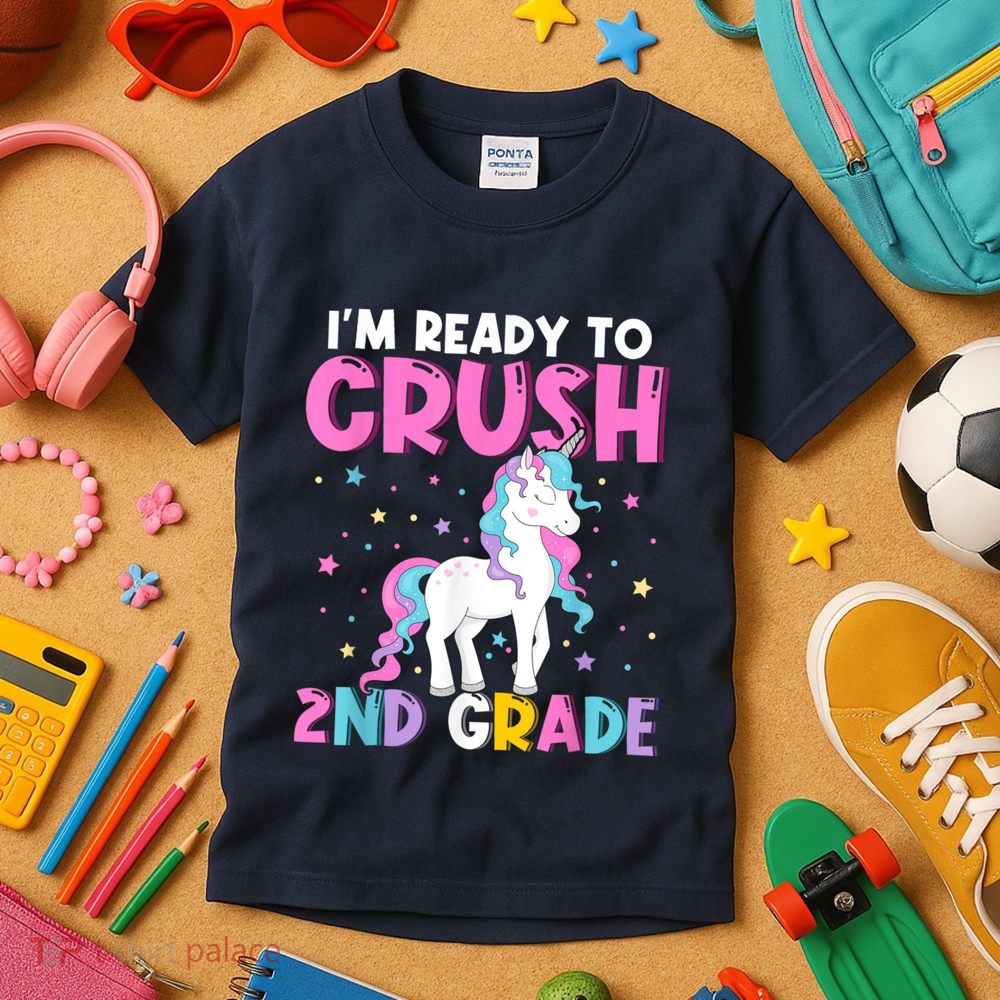 Im Ready To Crush Second Grade Cute Unicorn Back To School Kids T-Shirt