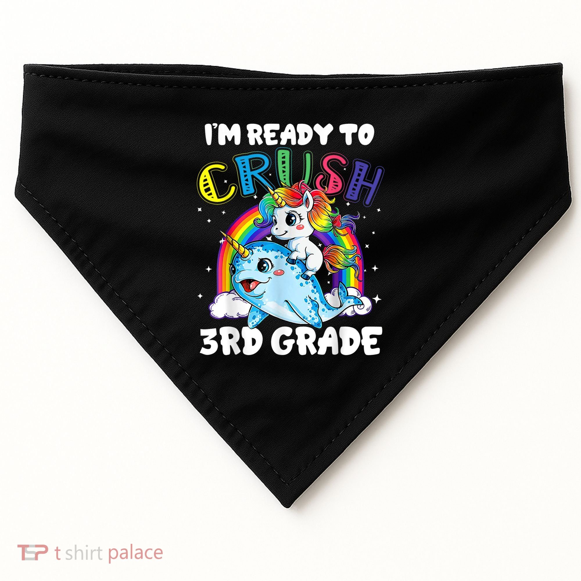 Im Ready To Crush 3rd Grade Back To School Unicorn Kids USA-Made Doggie Bandana