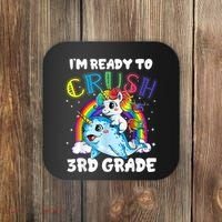 Im Ready To Crush 3rd Grade Back To School Unicorn Kids Coaster thumb 0