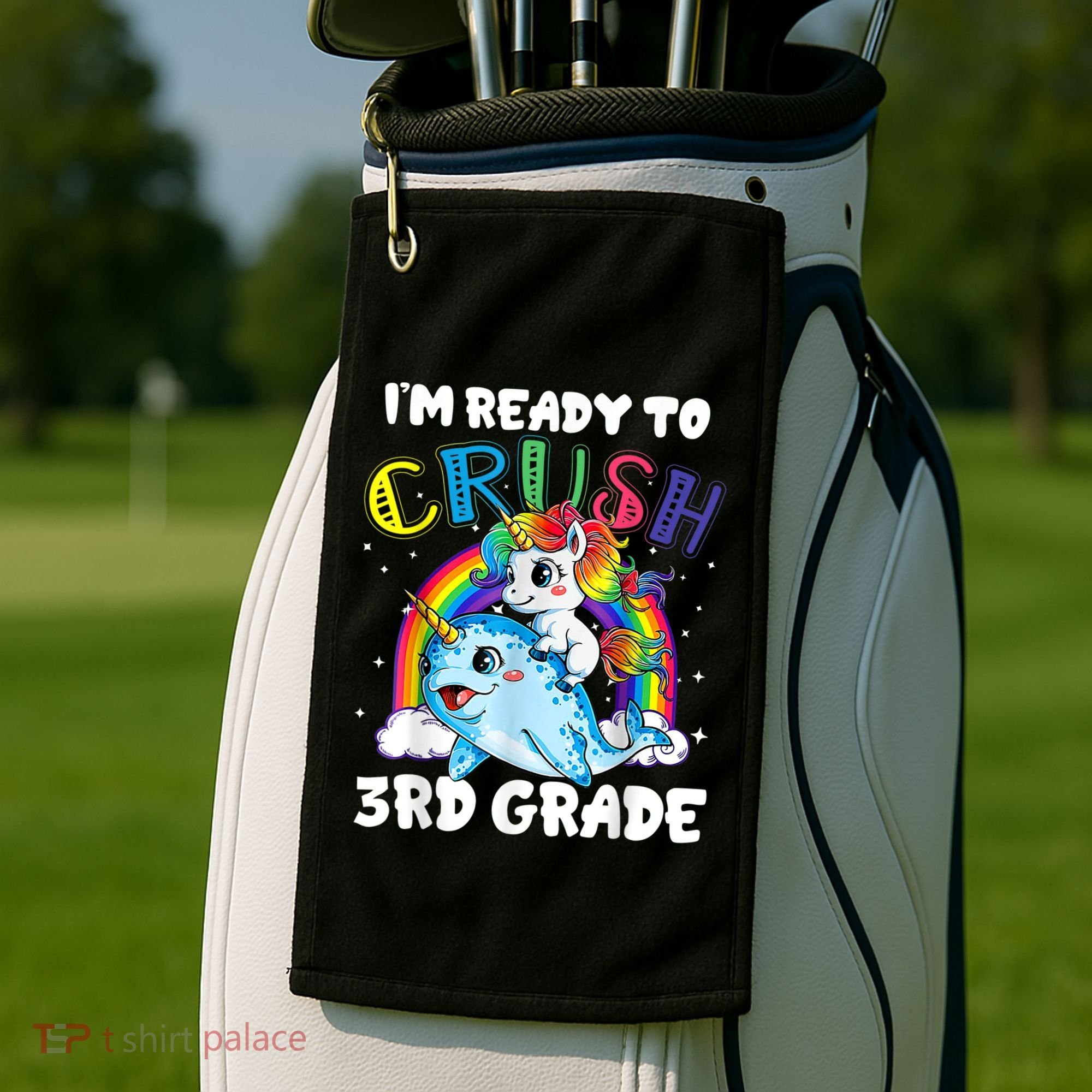 Im Ready To Crush 3rd Grade Back To School Unicorn Kids Golf Towel