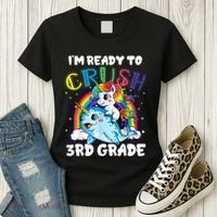 Im Ready To Crush 3rd Grade Back To School Unicorn Kids Women's T-Shirt thumb 3