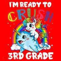 Im Ready To Crush 3rd Grade Back To School Unicorn Kids Santa Hat thumb 1