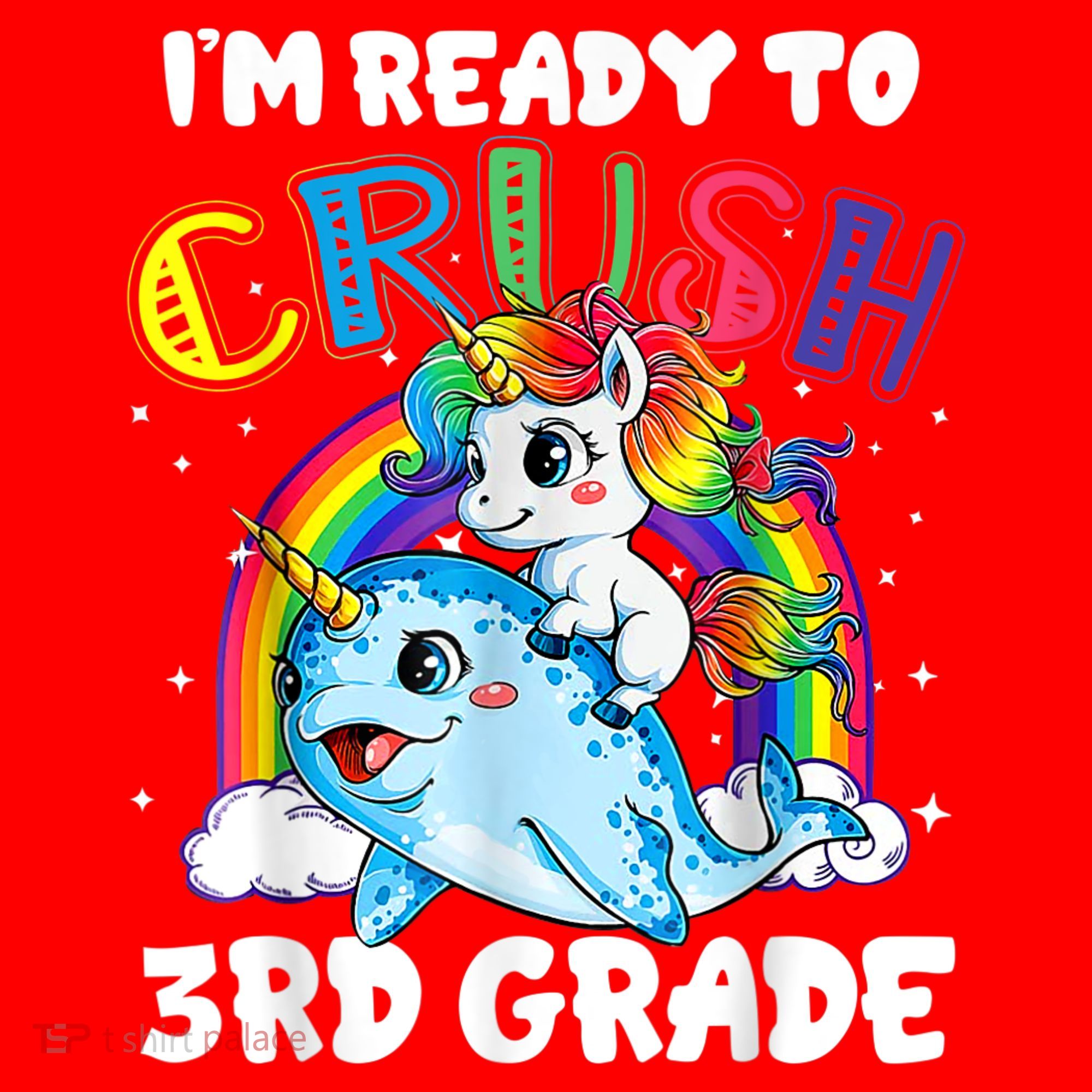 Im Ready To Crush 3rd Grade Back To School Unicorn Kids Santa Hat