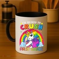 Im Ready To Crush First Grade Funny Cute Unicorn Rainbow Coffee Mug thumb 4