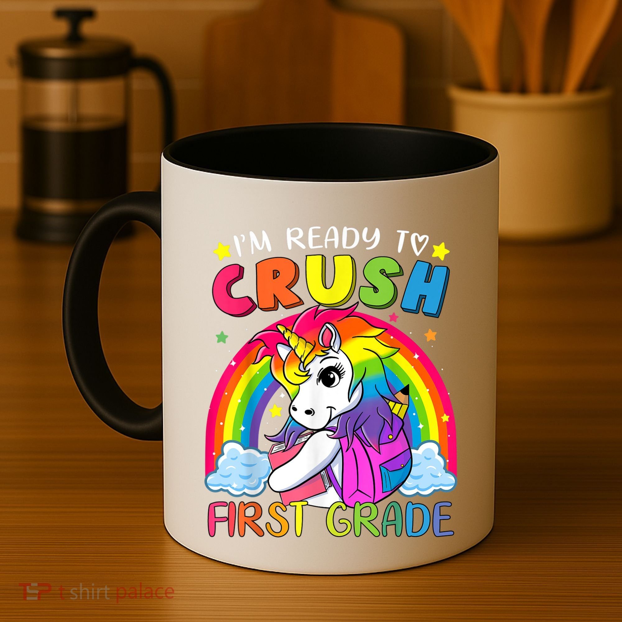 Im Ready To Crush First Grade Funny Cute Unicorn Rainbow Coffee Mug