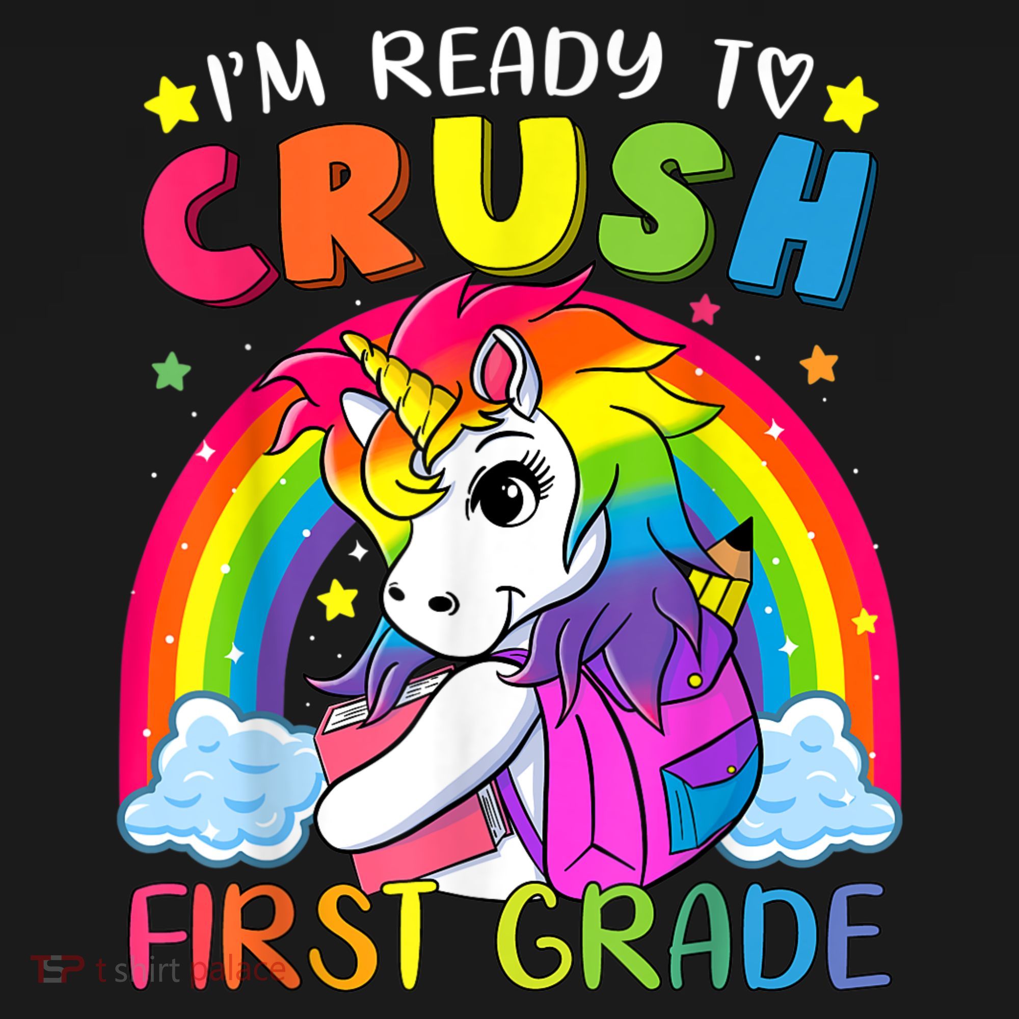 Im Ready To Crush First Grade Funny Cute Unicorn Rainbow Women's Hoodie