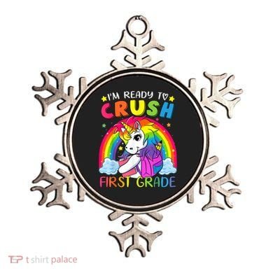 Im Ready To Crush First Grade Funny Cute Unicorn Rainbow Ornament