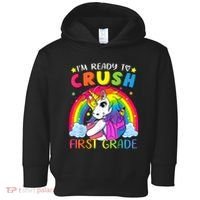 Im Ready To Crush First Grade Funny Cute Unicorn Rainbow Toddler Hoodie thumb 0