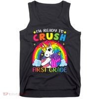 Im Ready To Crush First Grade Funny Cute Unicorn Rainbow Tank Top thumb 0