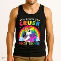Im Ready To Crush First Grade Funny Cute Unicorn Rainbow Tank Top thumb 3