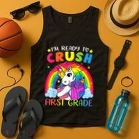Im Ready To Crush First Grade Funny Cute Unicorn Rainbow Tank Top thumb 4