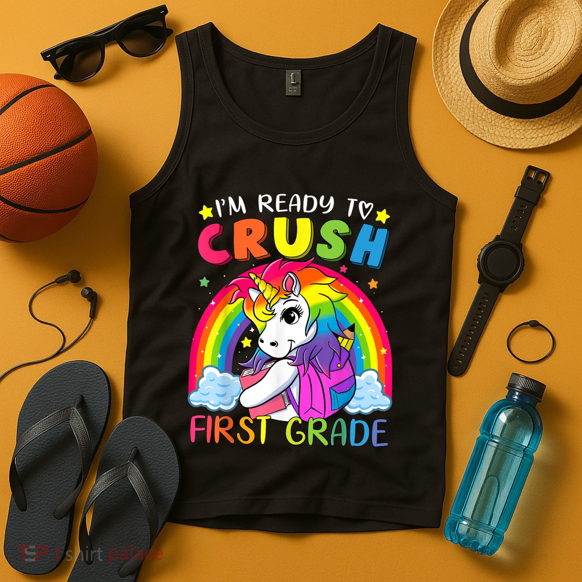 Im Ready To Crush First Grade Funny Cute Unicorn Rainbow Tank Top