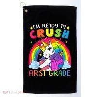 Im Ready To Crush First Grade Funny Cute Unicorn Rainbow Golf Towel thumb 0