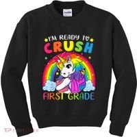Im Ready To Crush First Grade Funny Cute Unicorn Rainbow Kids Sweatshirt thumb 0