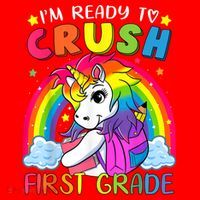 Im Ready To Crush First Grade Funny Cute Unicorn Rainbow Santa Hat thumb 1