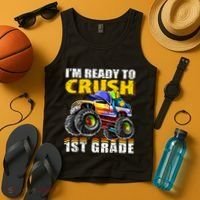 Im Ready To Crush 1st Grade Monster Truck Backpack Back To School Tank Top thumb 4