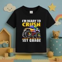Im Ready To Crush 1st Grade Monster Truck Backpack Back To School Toddler T-Shirt thumb 3
