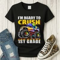 Im Ready To Crush 1st Grade Monster Truck Backpack Back To School Women's T-Shirt thumb 3