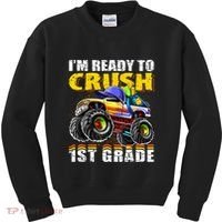 Im Ready To Crush 1st Grade Monster Truck Backpack Back To School Kids Sweatshirt thumb 0