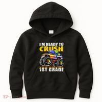 Im Ready To Crush 1st Grade Monster Truck Backpack Back To School Kids Hoodie thumb 0