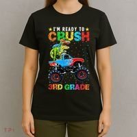 Im Ready To Crush 3rd Grade Monster Truck Dinosaur T-Shirt thumb 4