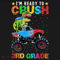 Im Ready To Crush 3rd Grade Monster Truck Dinosaur Women's Hoodie thumb 2