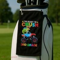 Im Ready To Crush 3rd Grade Monster Truck Dinosaur Golf Towel thumb 2