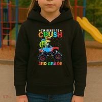 Im Ready To Crush 3rd Grade Monster Truck Dinosaur Kids Hoodie thumb 3
