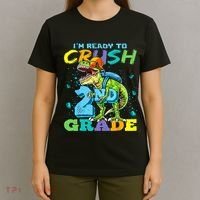 Im Ready To Crush 2nd Grade T Rex Dinosaur Back To School T-Shirt thumb 4