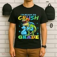 Im Ready To Crush 2nd Grade T Rex Dinosaur Back To School T-Shirt thumb 6