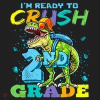 Im Ready To Crush 2nd Grade T Rex Dinosaur Back To School Beanie thumb 2