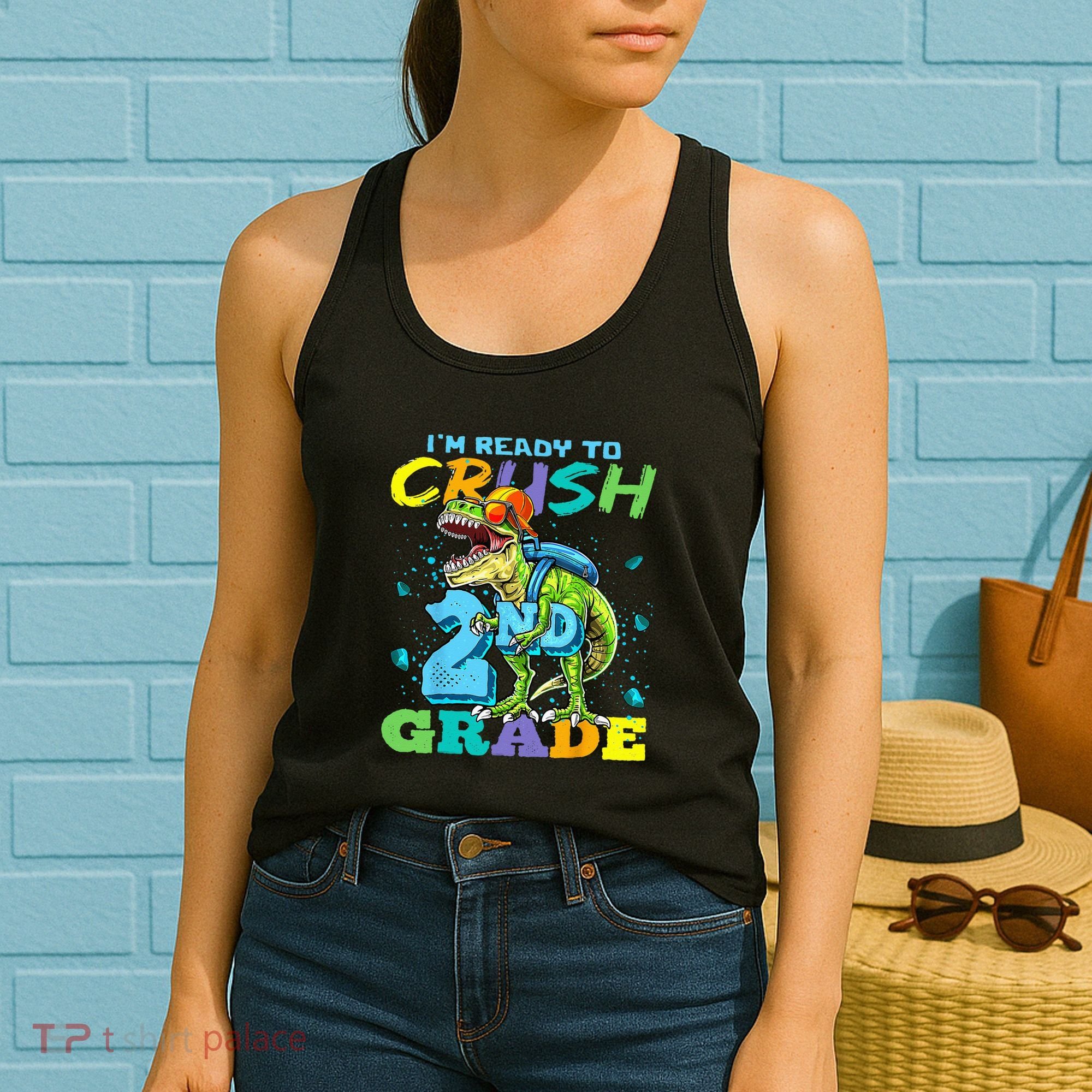 Im Ready To Crush 2nd Grade T Rex Dinosaur Back To School Women's Tank Top