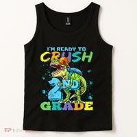 Im Ready To Crush 2nd Grade T Rex Dinosaur Back To School Tank Top thumb 2