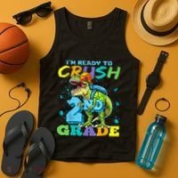 Im Ready To Crush 2nd Grade T Rex Dinosaur Back To School Tank Top thumb 4
