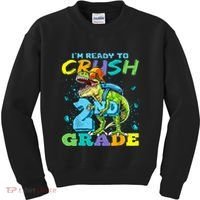 Im Ready To Crush 2nd Grade T Rex Dinosaur Back To School Kids Sweatshirt thumb 0