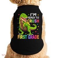 I'm Ready To Crush 1st Grade Dinosaur Back To School Doggie Tank thumb 0