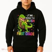 I'm Ready To Crush 1st Grade Dinosaur Back To School Hoodie thumb 2