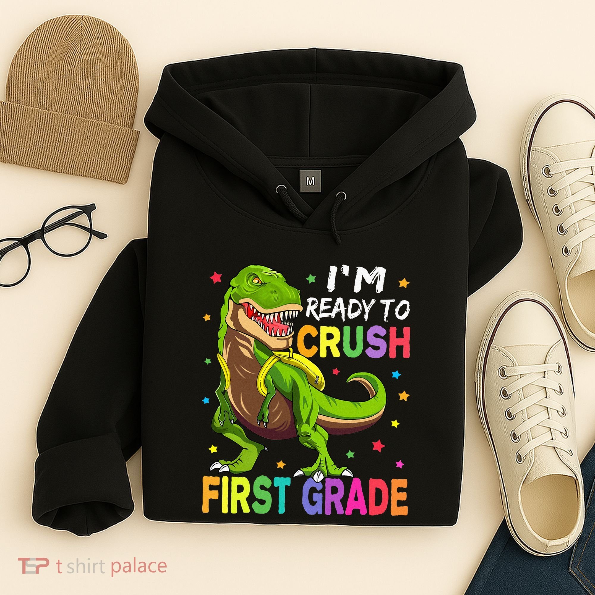 I'm Ready To Crush 1st Grade Dinosaur Back To School Hoodie